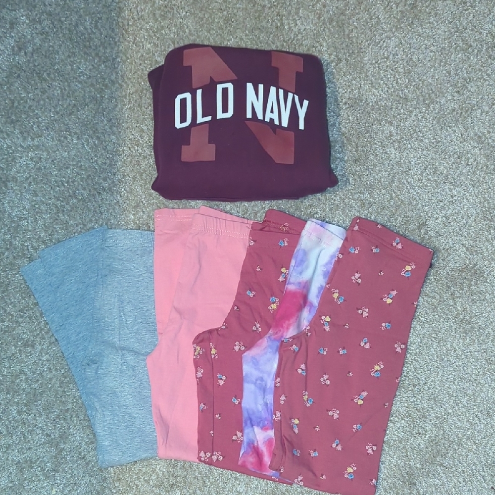 Old Navy Maroon Sweatshirt and Leggings Set Of 5